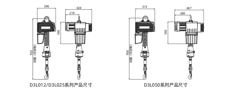 D3環(huán)鏈智能提升機(jī)尺寸