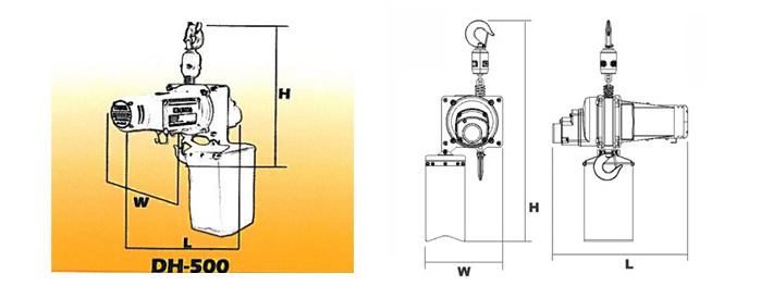 DH-500舞臺(tái)環(huán)鏈電動(dòng)葫蘆尺寸圖