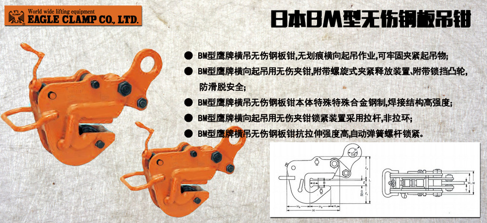 日本BM型無傷鋼板吊鉗圖
