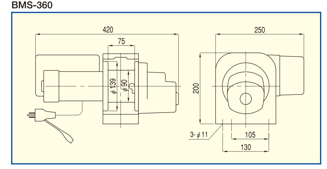 BM系列TKK卷?yè)P(yáng)機(jī):BMS-360尺寸圖